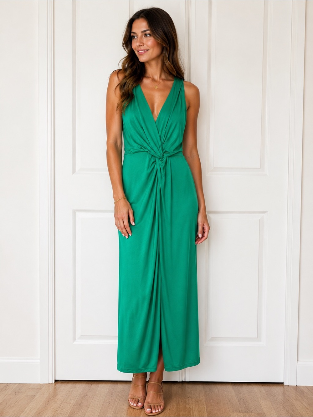 Lilly Pulitzer Emerald Green Knot-Front Midi Dress